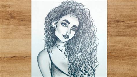 How to Draw a Beautiful Girl with Curly Hair | Easy Way to Draw - YouTube