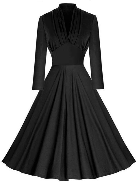 [38% OFF] Vintage Pleated Plunging Empire Waist Dress | Rosegal