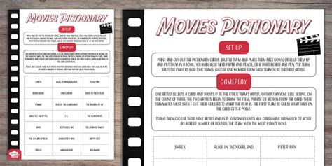 Movies Pictionary Game Printable | Twinkl Party - Twinkl