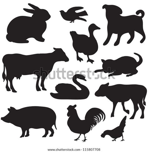 Silhouettes Hand Drawn Farm Animals Dog Stock Vector (Royalty Free) 115807708 | Shutterstock