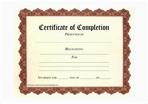 Certificate Of Completion Template Free Printable - Free Printable