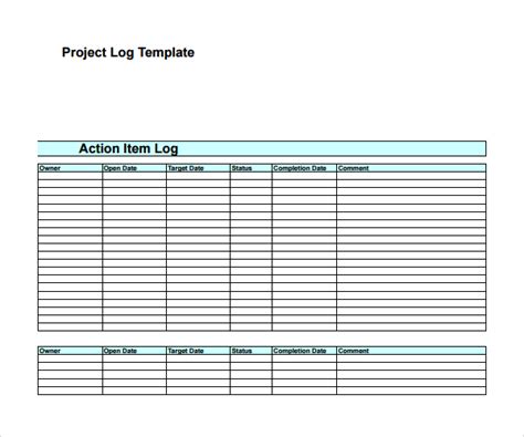 Project Action Log Template Excel | Classles Democracy