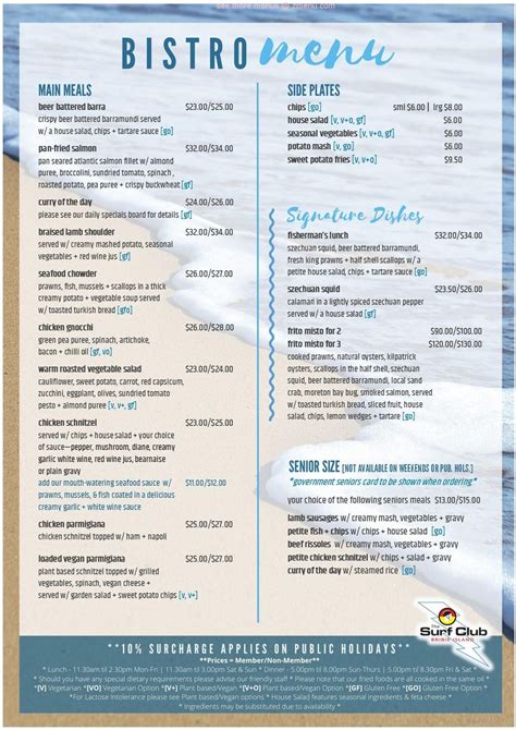 Online Menu of Bribie Island Surf Life Saving Club Restaurant, Woorim ...