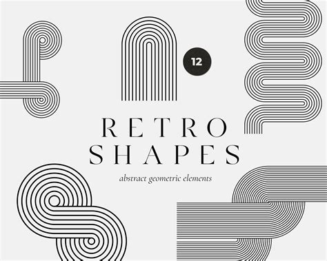 Abstract Geometric Shapes Clipart Retro Shapes Modern | Etsy