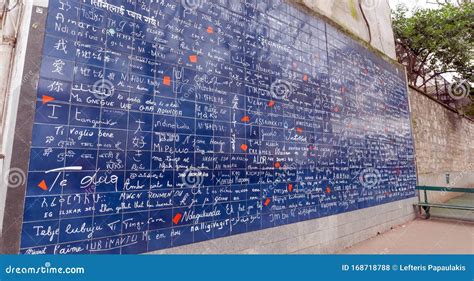 Wall of Love, Paris, France. Editorial Stock Photo - Image of romance, history: 168718788