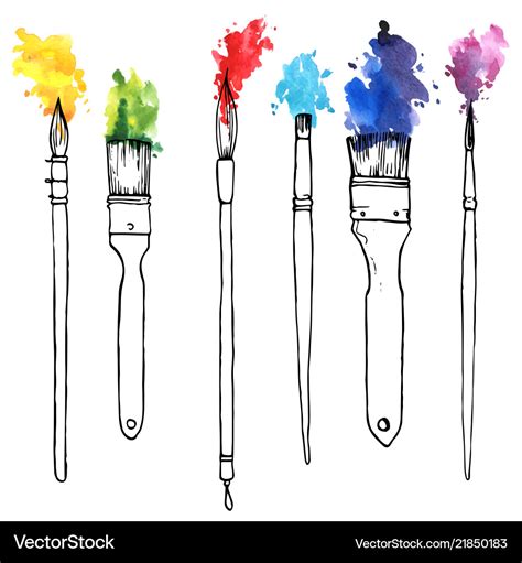 Drawing paintbrushes with paint Royalty Free Vector Image