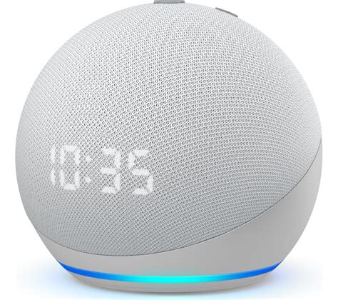 AMAZON Echo Dot (4th Gen) with Clock - Glacier White Fast Delivery | Currysie