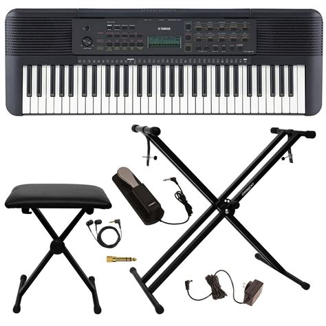 Yamaha PSR-E273 61-Key Portable Grand Piano Keyboard Kit - Includes: Keyboard Bench, Headphones ...