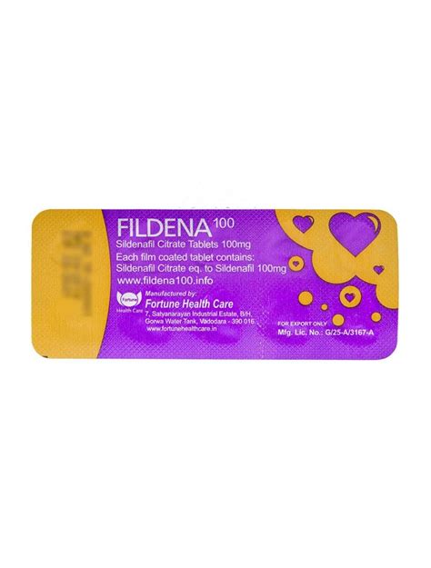 Fildena 100, Packaging Size: 1x10 Tablets Per Strip, Fortune Healthcare, | ID: 22982323333