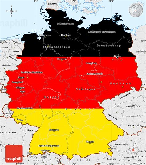 Flag Simple Map of Germany, single color outside, borders and labels