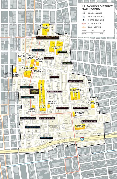 Los Angeles garment district map - Map of Los Angeles garment district (California - USA)