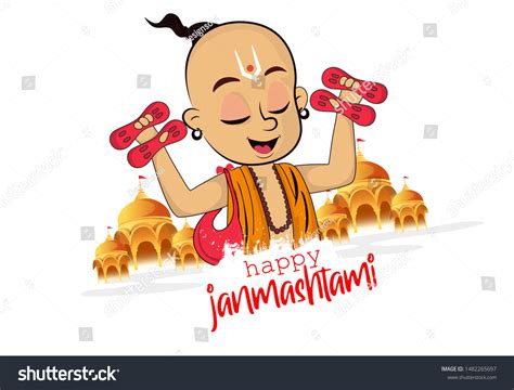 Illustration Happy Krishna Janmashtami Invitation Card Stock Vector (Royalty Free) 1482265697 ...