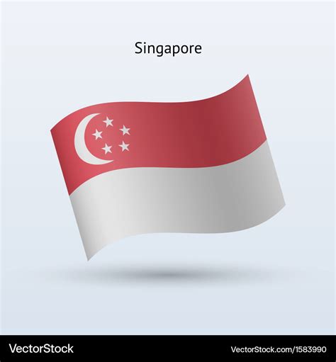 Singapore flag waving form Royalty Free Vector Image