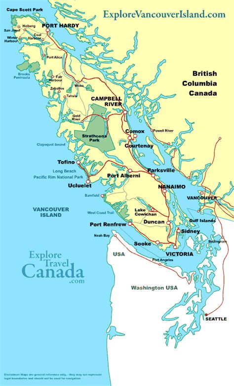 Travel Map EXPLORE VANCOUVER ISLAND British Columbia Canada | Canada ...