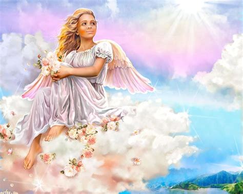 Angel Wings Wallpaper | ... Large Angel Cloud Heaven Light Painting Sitting Wings HD Wallpaper ...