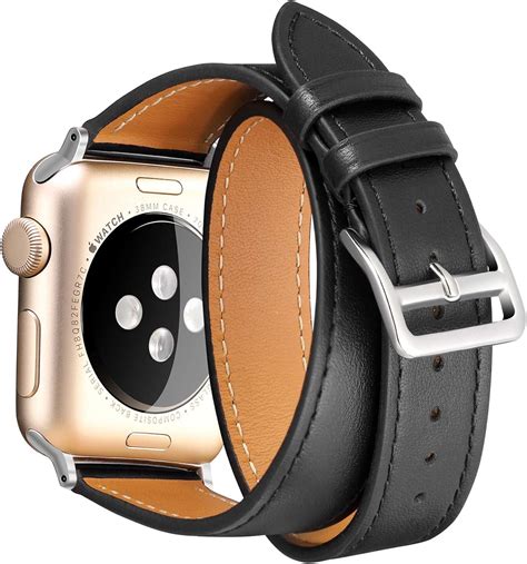 Double Tour Leather Watch Band Compatible with Apple Watch 38mm/40mm iwatch Strap Replacement ...