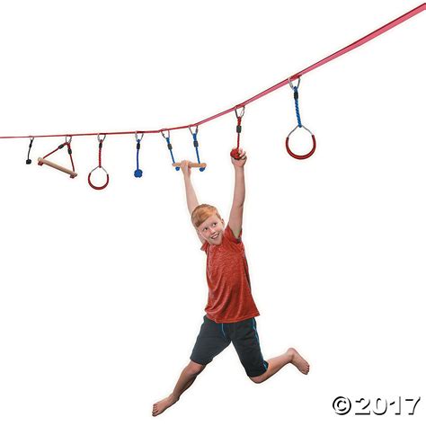 The Ninja Line kit includes hanging obstacles that vary in skill level ...