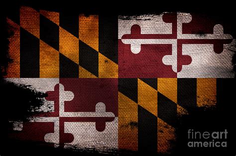 Distressed Maryland Flag on Black Photograph by Jon Neidert