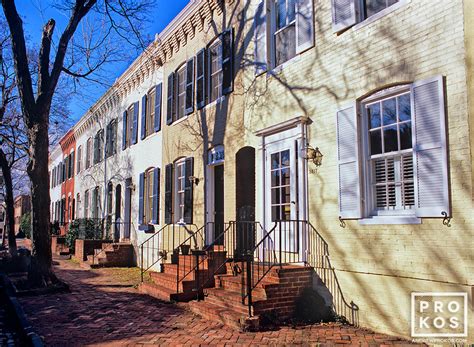 N Street Colonial Rowhouses, Georgetown - Fine Art Photo by Andrew Prokos