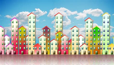 Colored Urban Agglomeration of a Suburb - Concept Illustration Against ...