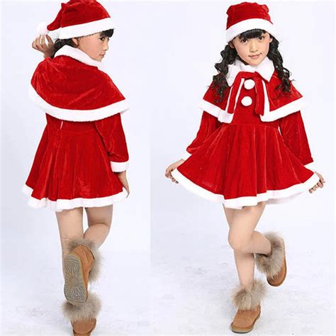 Toddler Kids Baby Girls Christmas Clothes Costume Party Dresses+Shawl+Hat Outfit Cotton Blended ...