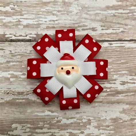 Christmas Santa Hair Bow Christmas Bows for Girls Santa | Etsy