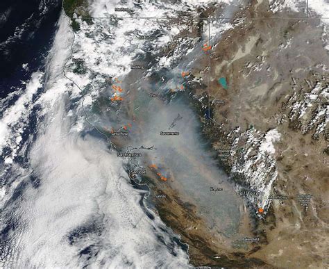 NASA satellite images show impact of California wildfire smoke across state and US