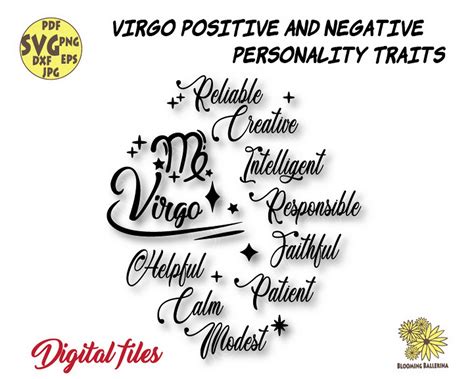 Virgo Svg File, Virgo Positive and Negative Personality Traits Svg File ...