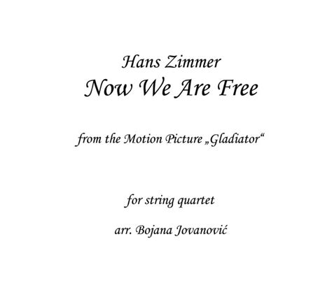 Now We Are Free Hans Zimmer Sheet music - for String quartet