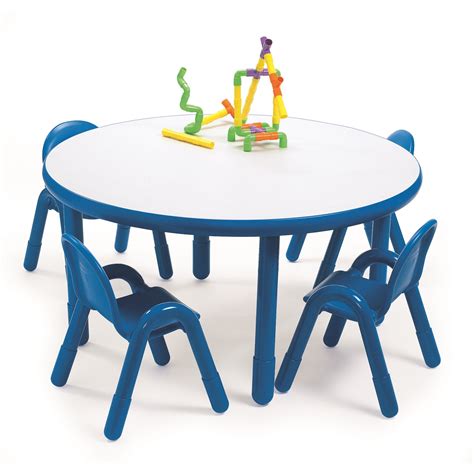 Angeles Round Baseline Preschool Table and Chair Set in Royal Blue ...