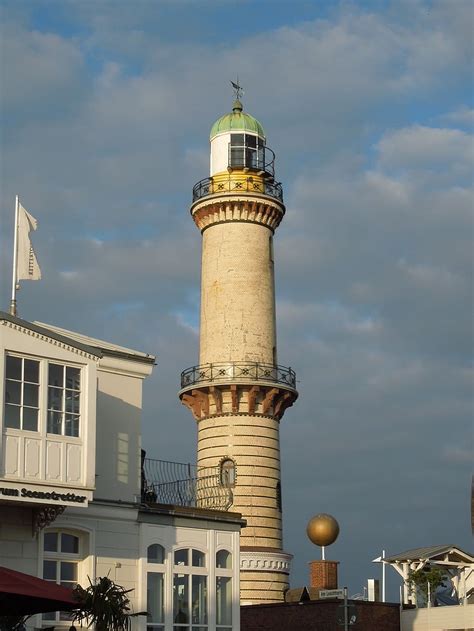 Free download | HD wallpaper: warnemünde, lighthouse, sky, baltic sea, coast, clouds, tower ...