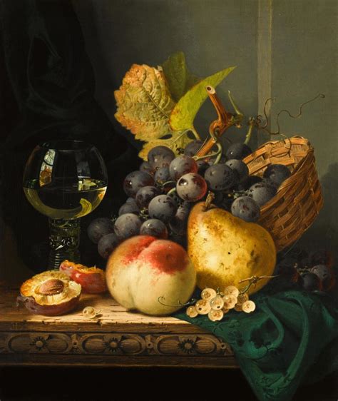 Sold Price: Still Life with a Peach, a Pear, Plums and Grapes with a Goblet of Wine - December 3 ...