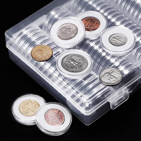 100pcs/lot 20/25/27/30mm clear plastic coin holder universal ...