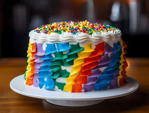 Premium AI Image | lgbt cake slice generative ai rainbow colors as tops