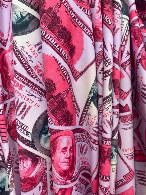 Pink 100 Dollar Bills Money Print Fabric Four way Stretch | Etsy