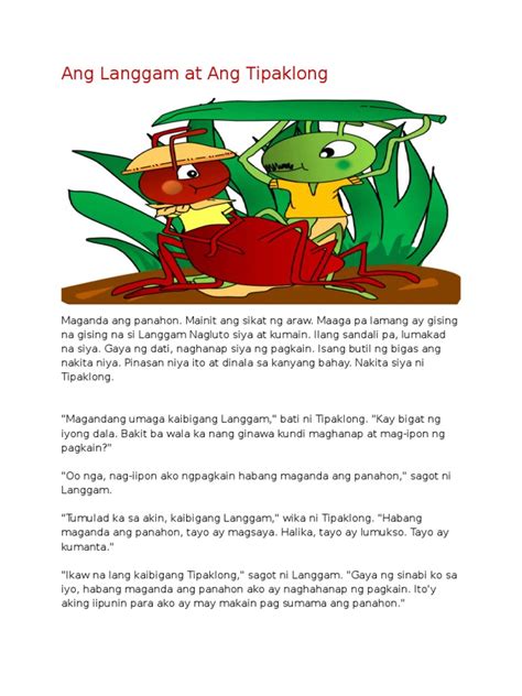 Ang Langgam at Ang Tipaklong | PDF