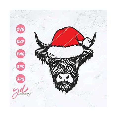 Christmas Highland Cow Svg Png | Highland Cow Svg | Heifer S - Inspire Uplift