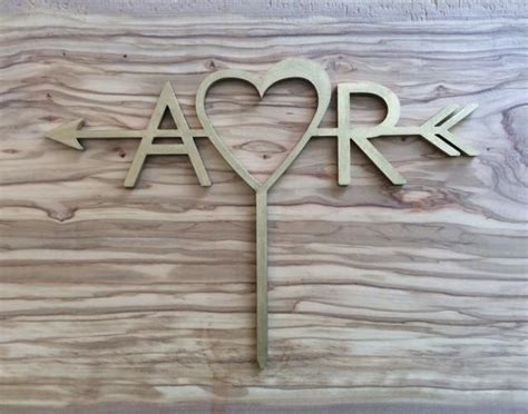 A Love R Wooden Arrow Cake Topper,Arrow & Initials Cake Topper ...