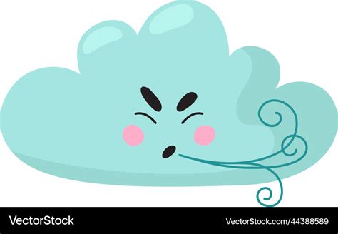 Cloud blowing wind funny cartoon weather Vector Image