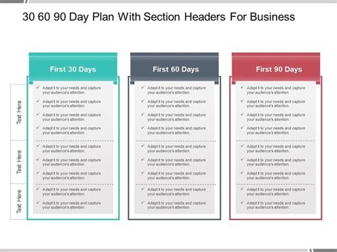 30 60 90 day plan with section headers for business | 90 day plan, Day plan, Simple business ...