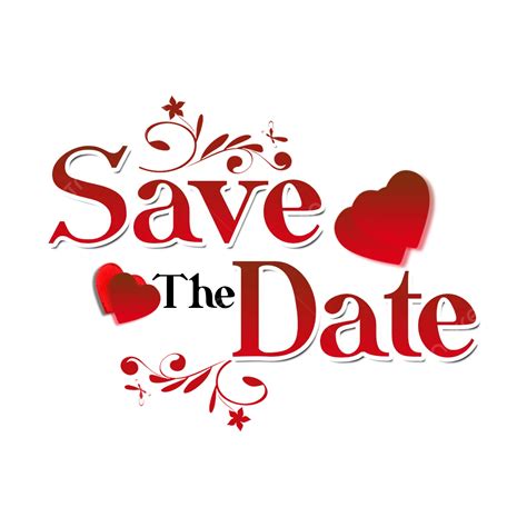 Save The Date With Shape Red Heart And Leaf, Save The Date, Date Design With Flower Heart, Red ...