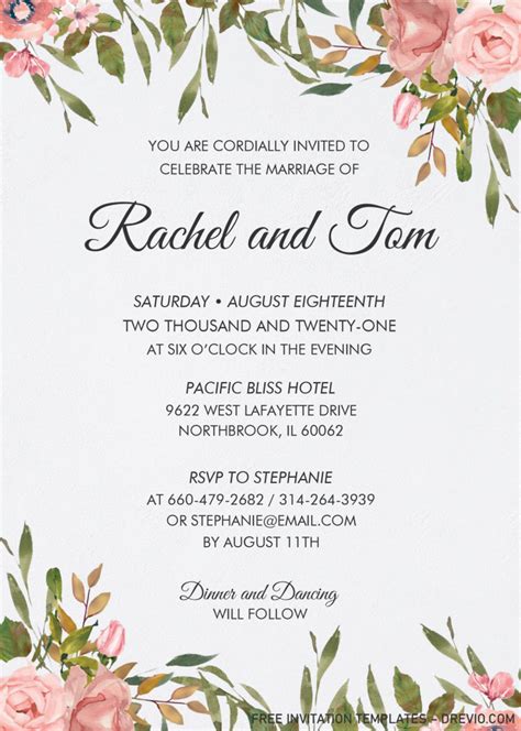 Watercolor Floral Invitation Templates – Editable With MS Word | Download Hundreds FREE ...