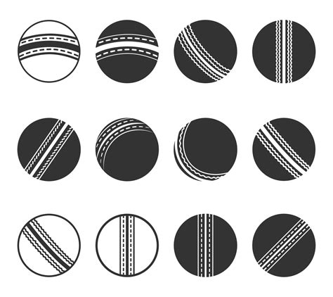 Cricket ball Clip Art Black Color Set Design, White Background With Premium Vector Free Download ...