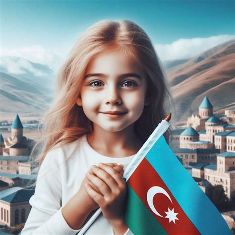 Premium AI Image | Azerbaijani Girl holding the Azerbaijani flag on his horse's waist ...