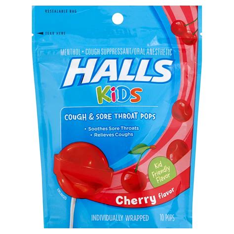 Halls Kids Cherry Cough & Sore Throat Lollipops - Shop Medicines & Treatments at H-E-B