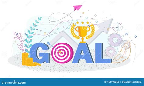 Word Goal Concept. Trendy Flat Vector Style. Stock Vector - Illustration of sign, development ...