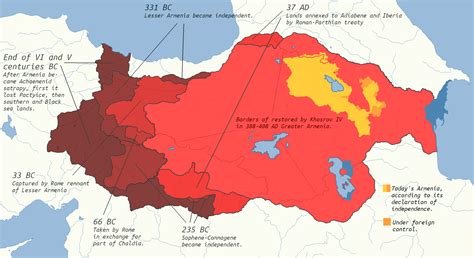 Significant territorial losses of Orontid and Greater Armenia from VI century BC to its ...