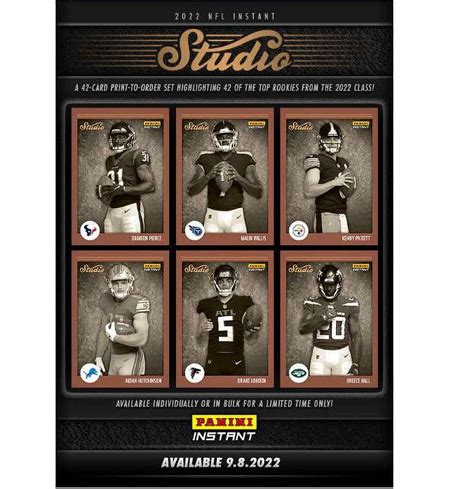 NFL 2022 Instant Studio Football Trading Card Set (42 Rookie Cards ...