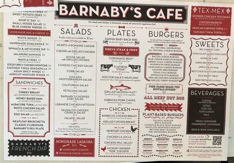 Menu at Barnaby's Cafe, Houston, Fountain View Dr