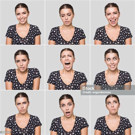 Young Beautiful Woman Making Various Facial Expressions Stock Photo & More Pictures of 20-29 ...